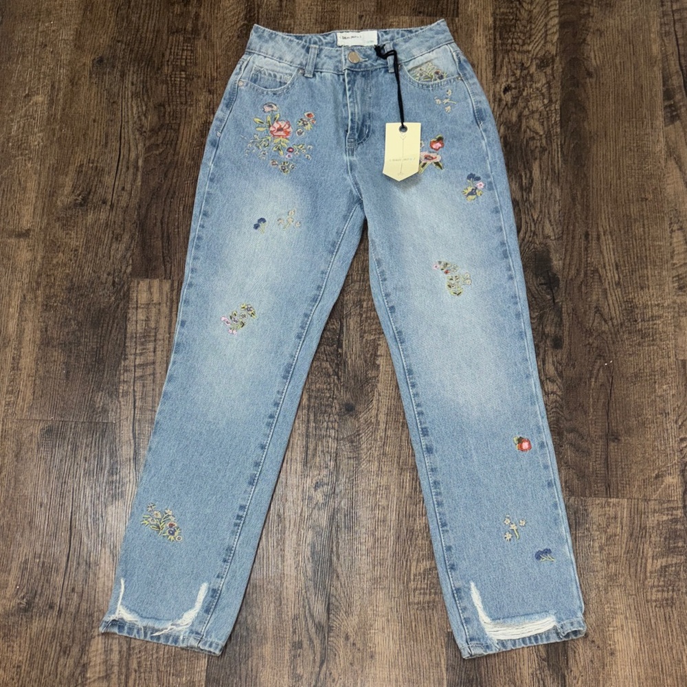 Embroidered Blue Jeans